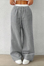 Stripe Plaid Pattern Knit Pants