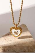 Vintage Stainless Steel Zircon Love Pendant