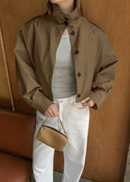 Maren - Cropped High Neck Button Up Jacket
