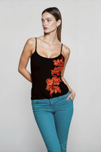 Glitter floral going out cami top
