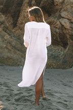 A Perfect Travel Linen Blend Pocketed Cover-up Dress