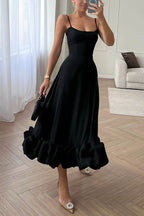 Ladies' camisole waist cinching charm multi-color banquet party MIDI skirt