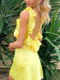 Ayhan Yellow Ruffle Dress
