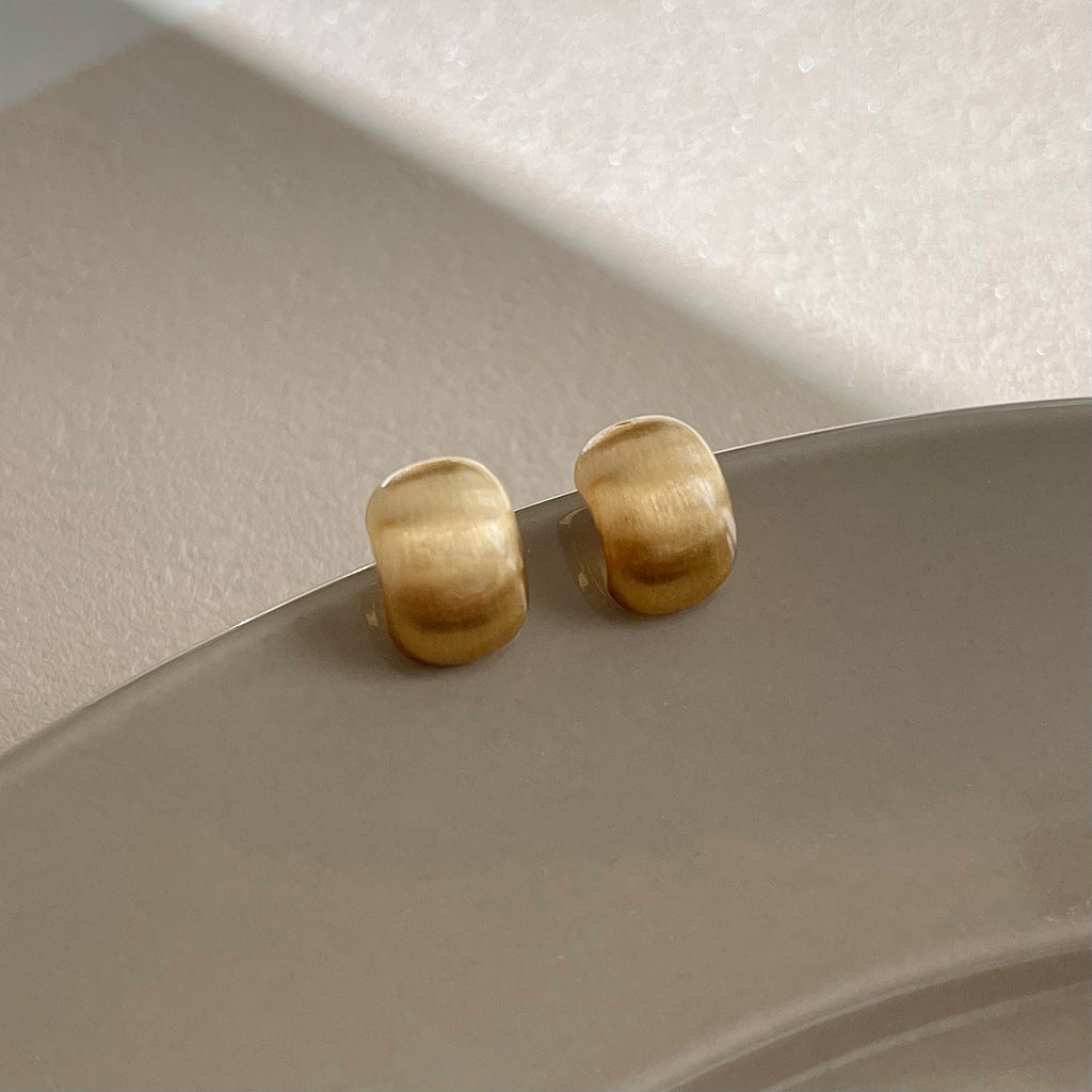 Brushed Matte Geometric Minimalist Stud Earrings