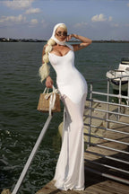Draped Tie Sexy Mesh Patch Tube Prom Dress