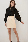 High Waist Metal Buckle Detail ALine Skirt