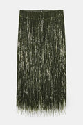 Stylish Sequined Tassel Elegant Midi Skirt