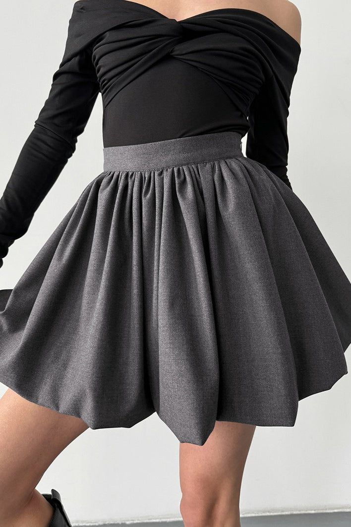 High Waist Versatile Bouffant Mini Skirt