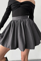 High Waist Versatile Bouffant Mini Skirt