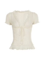 Debra Lace Ruffle Blouse Top