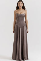 Anabella Black Lace Up Maxi Dress