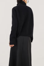 Black Solid Zipper Up Placket Cardigan