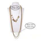 Layered Bead Chain Geometric Charm Statement Necklace
