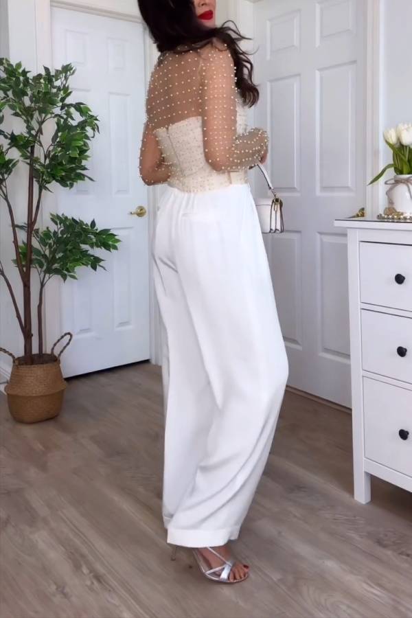 Timeless Pleated Wide-Leg Dense Silk Trousers