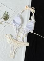 Sunburst Pearl-Accent Plunge Swimsuit