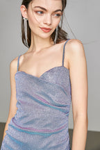 Havana Silver Sparkling Ruched Mini Dress