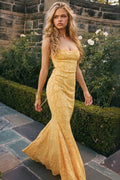 Jacquard Mermaid Cami Maxi Lace Dress