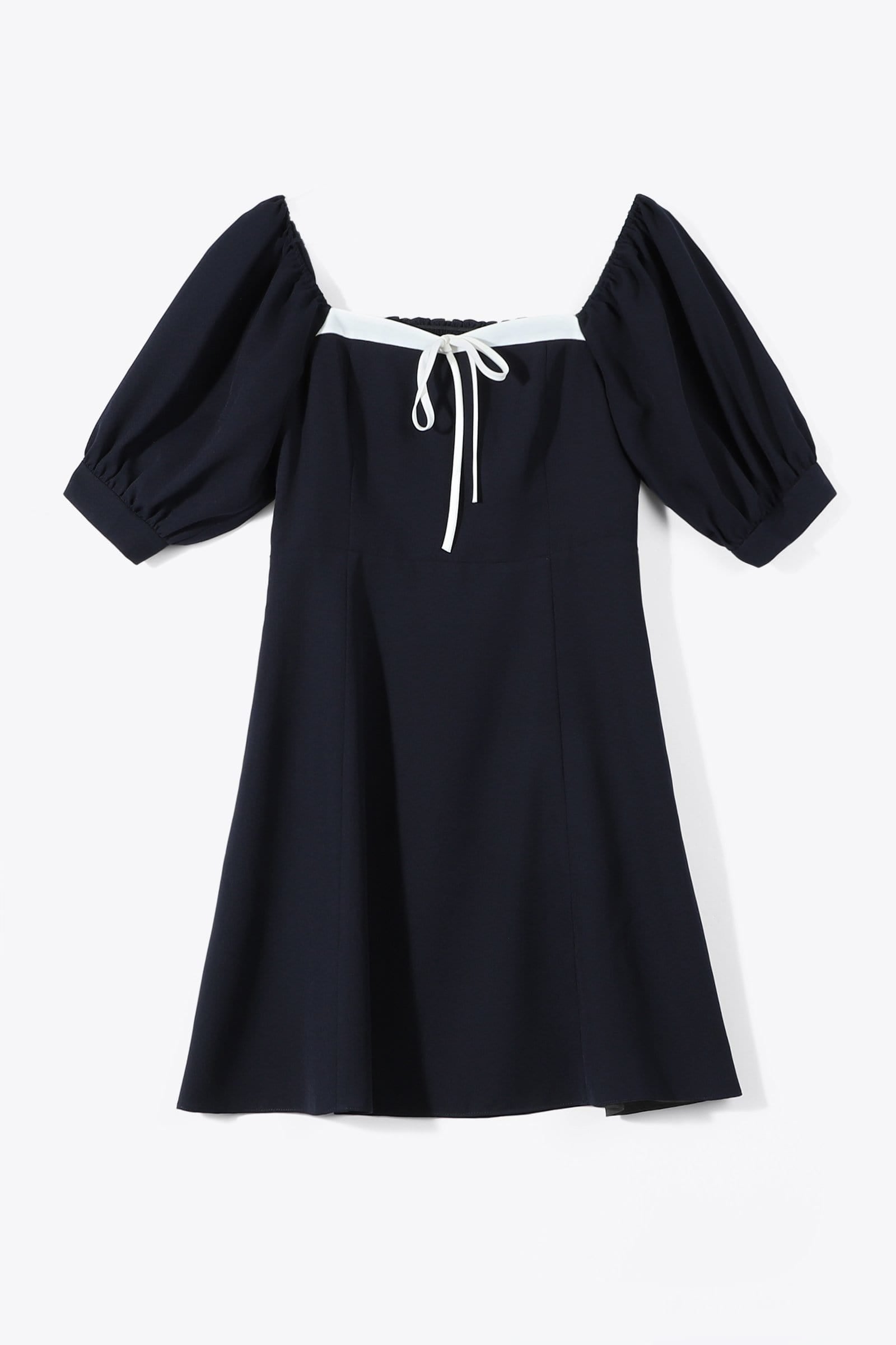 Draping Neckline Navy Mini Dress