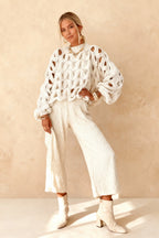 Crochet Knit Hollow Out Pullover Sweater