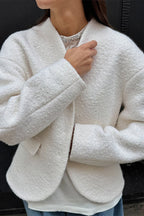 Single Breasted V-Neck Sherpa Coat