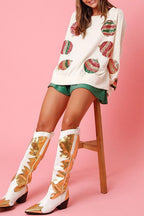 Christmas Egg Sequined Casual Long Sleeve Sweatshirt