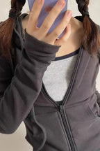Long Sleeve Y2K Cropped Hoodie