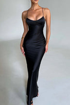 Backless LaceUp Silk Dress