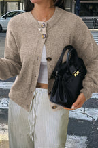 Casual Minimalist Button Front Long Sleeve Coat