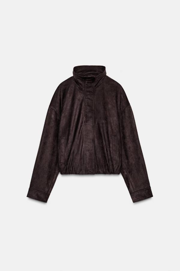 FAUX SUEDE BOMBER JACKET