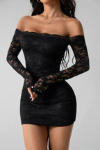 Lace Long Sleeve Bodycon Graduation Party Dress