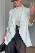 Autumn Avenue Double-breasted Long Sleeve Lapel Loose Blazer