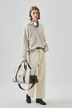Slouchy V-Neck Hooded Sweater