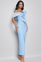 Esmed Blue Bow Split Maxi Dress