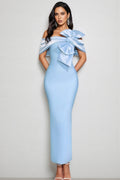 Esmed Blue Bow Split Maxi Dress