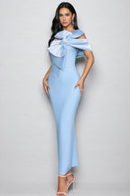 Esmed Blue Bow Split Maxi Dress