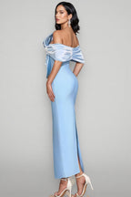Esmed Blue Bow Split Maxi Dress