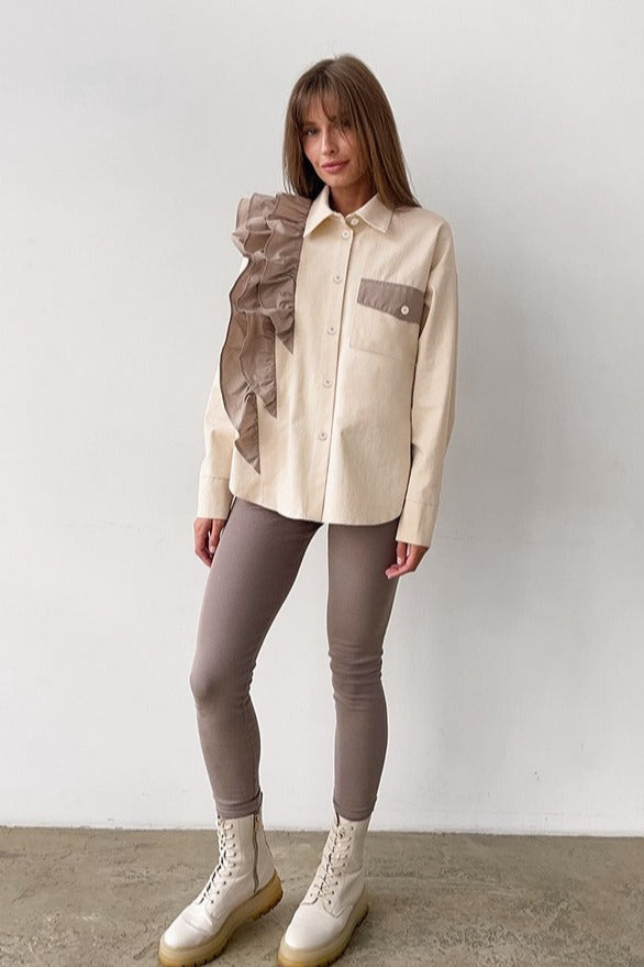 Asymmetric Color Block Blouse