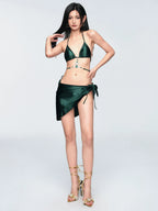 Emerald Satin Gem Bikini Set