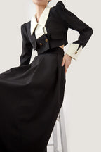 Black High-Waisted A Line Midi Skirt