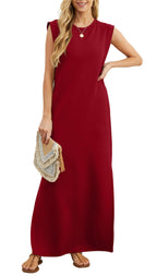casual loose split wrinkle free maxi dress