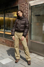 Cocoa Bean Stand Trendy Collar Quilted Puffer Coat
