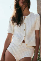 Solid Color Short Knit Sweater