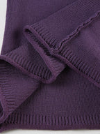 Ribbed Deep V Neck Knit Long Sleeve Tee