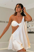 Sexy Sloped Shoulder Cutout Bodycon Party Dress