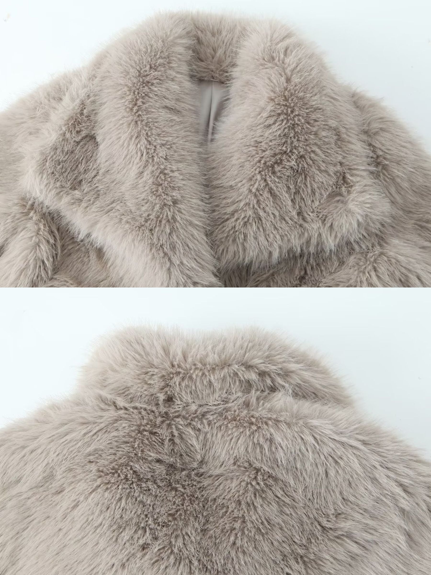 Asuna Faux Fur Jacket in Light Grey