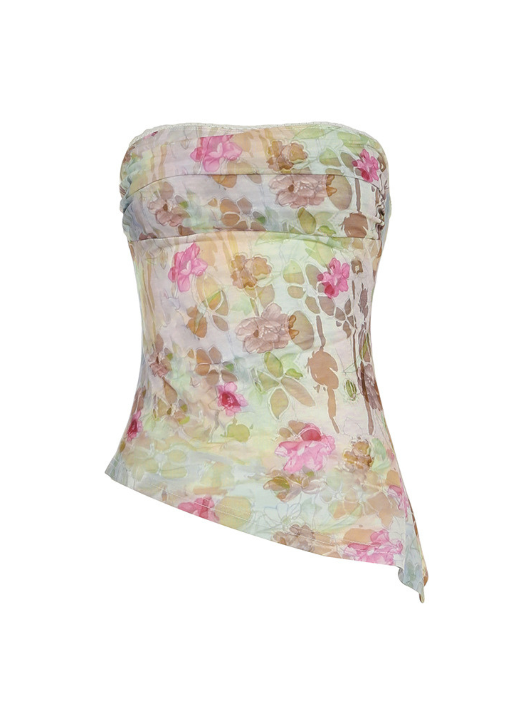 Irina Mesh Flroal Strapless Top
