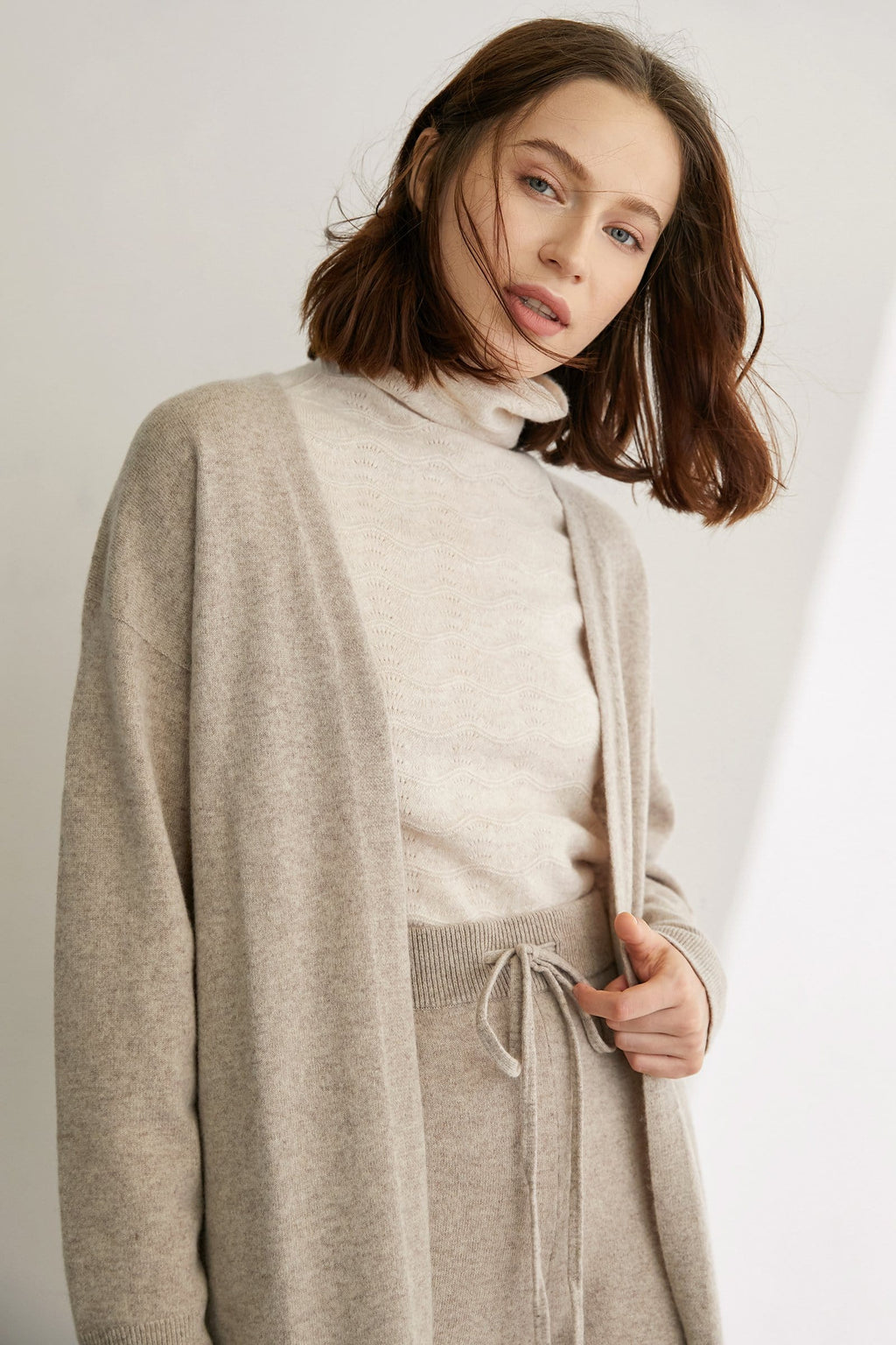 Herman Wheat Premium Wool Longline Cardigan