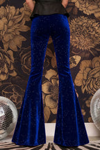 Stylish Velvet High-waisted Draped Casual Flared Pants
