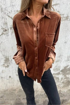 Chest Pocket Velvet Shirt