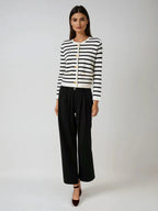 Classic Stripe Button-Up Knitted Cardigan